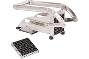Louis Tellier - Cortador de patatas fritas en acero inoxidable sobre ventosa - 2 cuchillas - - 10 mm y 8 mm - Cortador de verduras, accesorios para patatas fritas caseras
