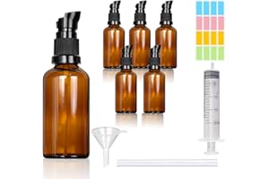 CafullCon 6 Stück Leer Glasflaschen Braun, 100ml Bernsteinfarbene Glas-Lotion-Flaschen, Nachfüllbar Lotionspender Braunglas Flasche mit Pumpe für Aromatherapie, ätherische Öle, Creme, Kosmetik