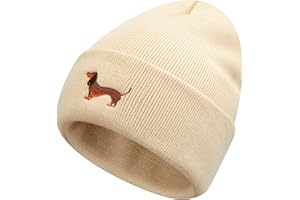 Geyoga Animal Embroidered Winter Hat Sausage Dog Gift for Women Unisex Warm Beanie Cap for Dachshund, Labrador, Cocker, Pet Lover