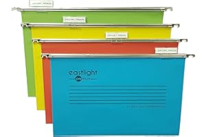 Eastlight Premium Suspension Files [ Pack 25 ], Foolscap, Filing Cabinet. with Tabs and Inserts. 100% Recycled Manilla. Made in The UK, **Please Check Size Required**