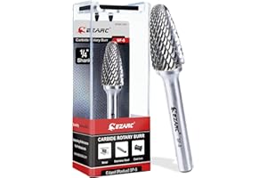EZARC SF-5 Rebaba de carburo de tungsteno con vástago de 1/4 pulgadas, broca de corte con forma de cilindro giratorio de doble corte para trabajo de metal de acero, pulido y grabado