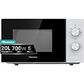 Hisense H20MOWP1 - Microwave 20L, 700W, Ceramic Coating, Premium Glass, 5 Power Levels, Defrost Function, Easy Cleaning, Cook