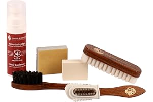 Langer & Messmer kit de cirage daim d'entretien de chaussures pour cuir suédé - Kit de cirage avec brosses à chaussures pour le cuir nubuck - Produit d'entretien pour rafraîchir les couleurs