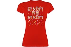 Shirtracer - Shirt Damen - Karneval & Fasching - Damen - Et kütt wie et kütt - Konfetti Köln Kölsch Grundgesetz Echte Kölner