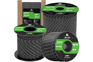 Abma Cord Paracord 2mm 15m 100% Nylon Rope 1 Strand Type I Parachute Cord - Max. 45kg (100lbs) - Reflective Black