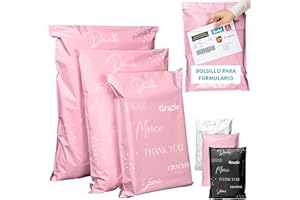EMBALLAX 60 Sobres Para Envíos de Ropa con Bolsa Portadocumentos - 3 Tamaños M/L/XL - 100% OPACO/ULTRA RESISTENTE/IMPERMEABLE - Sobres Plastico - Bolsas de Envio Paquetes - Cajas Envios Paquetes - Gracias