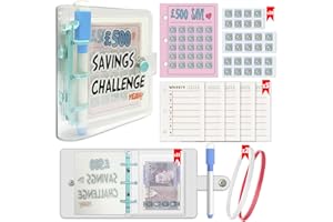 Royaya Mini Budget Planner with Marker UK, 25 Envelopes Saving Challenge, Pocket Notebook with Saving Wallets, Weekly Budget Sheets, Card Organizers, ￡500 Money Savings Binder for Student & Adults