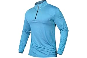 CARWORNIC Men's Active Sports Shirts 1/4 Zip Long Sleeve Running T-Shirts Quick-Dry Pullover Tops Outdoor Polo Shirts