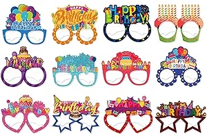 Enjoyaa 24 Pcs Birthday Party Glasses,Happy Birthday Glasses Photo Booth Props for Kids Adults Paper Glasses Birthday Photo Booth Birthday Paper Glasses for Birthday Party Decorations