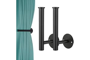 SDHIIOLP 2PCS Curtain Holders Self Adhesive Curtain Holdbacks Tie Backs No Drill Curtain Hooks Modern Tiebacks Stick on curtain Holdbacks for Home & Office Window Drapery, Black