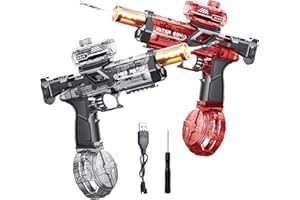 OMUIETIO Electric water gun toy, 2Pack Water Gun Toys for Kids Adult Powerful Water Pistol with 500ML Moisture Capacity | 32 Inch Long Range Squirt Gun for Summer Swimming Pool Beach Party (Black+Red)