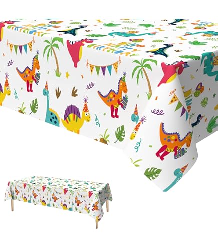 NET TOYS Dino Papier-Tischdecke – 115x175 Cm, Bunte T-Rex Motive Für Kindergeburtstag & Mottoparty