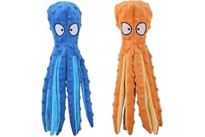 CPYOSN Dog Squeaky Toys Octopus - No Stuffing Crinkle Plush Dog Toys for Puppy Teething, Durable Interactive Dog Chew Toys for Small to Medium Dogs Training and Reduce Boredom, 2 Pack