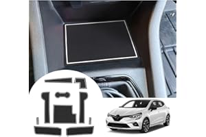 GAFAT Renault Clio 5 (Freno Manuale) 2020-2022 2023 Tappetini Antiscivolo, Clio 5 2023 Tappetini in Gomma per Console Centrale, Cuciture per Portiera, Accessori Clio 5 (Bianco)