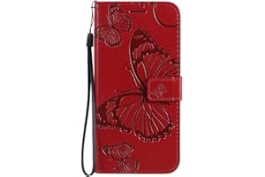 DENDICO Cover per Huawei P Smart 2020, Pelle Portafoglio Custodia per Huawei P Smart 2020 Custodia a Libro con Funzione di appoggio e Porta Carte di Credito - Rosso