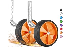 PROMETHEUS BICYCLES Prometheus Stabilisers for Children's Bicycle Universal for 12 14 16 18 Inch Rubber Wheels Extra Large & Quiet (Orange)