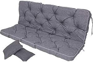 ‎TEXDEKO TexDeko® Bankauflage mit Rückenlehne für Hollywoodschaukel 160 x 50 x 56cm Gartenschaukelkissen gemütliche Sitzauflage Gartenbankauflage Polsterauflage wasserabweisend UV-beständig (Grau)