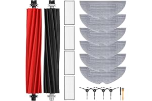NatuVort Ersatzteile für Roborock S8 Zubehör für Roborock S8+/S8 Plus/S8 mit 6 Antibakterielle Wischtücher mit Silberionen, 4 Filter, 4 Seitenbürsten, 2 Hauptbürste, 18 Stück Zubehör