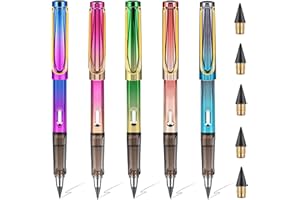 zoerbufan Inkless Pencil, Portable Everlasting Pencil, 10 Pcs Replaceable Graphite Nib, Durable Writing Everlasting Pencil Forever with Eraser for Writing, Drawing, Home, Office, School