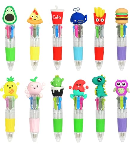 24 Stück Niedliche 4-in-1 Farbstifte – Bunt, Für Kinder, Schule, Party, Mit Cartoon-Motiven