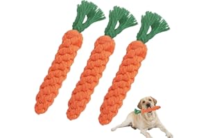 FLOTRUTE 3 Stück Karotte Hundespielzeug, Puppy Karotte Seil Spielzeug Geflochtene, Kauspielzeug für Welpen, Hunespielzeug aus Geflochtenem Seil, Hundespielzeug für Kleine Mittelgroße Welpen