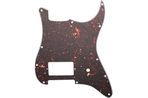 Musiclily Pro 11 Löcher Strat Pickguard 1 Covered Humbucker Gitarren Schlagbrett für Fender USA/Mexico Tom Delonge Strat Style E-Gitarre, 4-lagig Tortoise Shell