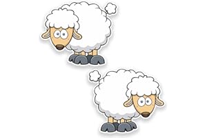 DESTINATIONVINYL Adhesivo de vinilo con divertido diseño de cordero para niños, para ordenador portátil, casco, bicicleta, coche, 9277, 10 cm, 2 unidades