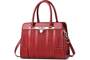DORRISO Fashion Women Handbags PU Leather Casual Elegant Top Handle Bag with Multiple Pockets Classic Satchel Shoulder Bag for Travel Shopping Date Holiday Daily Ladies Messenger Bag Red
