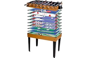 GAMES PLANET Table de Jeu Multi-Jeux Mega 15 en 1, avec Accessoires complets, Table de Jeu avec Baby-Foot, Table de Billard, Choix de Couleurs
