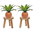 Vintageware® Multipurpose 3 Leg Wooden Planter Stand for Indoor and Outdoor || Wooden Planter Stool || Flower Pot Stand || Vase Stand || Planter Holder || Pack of 2