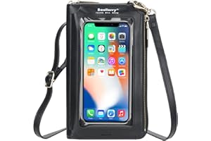 AIFILLE Pochette Telephone Portable Bandouliere, Petit Sac a Main Femmes en PU Cuir Sac Bandoulière Femme Porte Monnaie avec 8 Fentes pour Porte Carte de Credit/ID et Zip Pochette Sac à Pièces