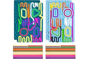 ZUGHXMS Sensory Activity Board, Silicone Fidget Toys pour soulager Stress, apaiser, se concentrer, ADHD et autisme,Motricité Fine Busy Board pour Enfants de 3 Ans et Plus et Adultes avec 30 Cordes (2 Pcs）