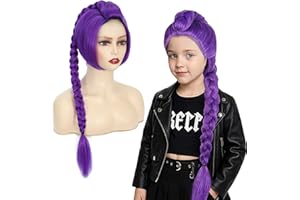 SEIMAINURS Rumi Costume Wigs Cosplay for Kids, 24" Purple Hair Extensions Rumi Mira Zoey Costume Wigs Purple Braids Wig Halloween Cosplay Props,Anime Wig