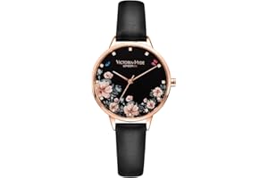 VICTORIA HYDE Mode Élégant Montres Femmes Cuir/Acier Inoxdable Montre Bracelet à Quartz Analogique Etanche