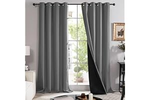 Deconovo Cortinas 100% Opacas Decorativas para Salon Dormitorio Aislantes Termicas con Ojales 2 Piezas 140x245cm Gris