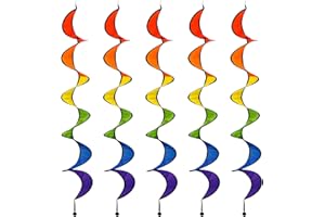 LUKDUNG 5PCS Wind Chimes, Rainbow Spiral Windmill, Spiral Windmill Windsock, Colourful Rainbow Wind Spinner for Garden Decoration, Ø22cm, Length 130cm