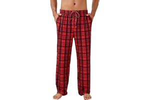 Ekouaer Pyjama Hose Herren Kariert Schlafanzughosen Lang Hosen Männer Schlafhose Loungewear und Nachtwäsche Loungehose für Männer Bottoms mit Taschen S-3XL