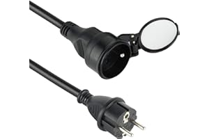 Electraline 200123 Prolongateur jardin avec clapet étanche 16 A 5 m Noir - Section 3G2,5 mm²