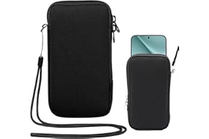 Hongoen Neopren Handy Tasche, Handyhülle Tasche Universal Pouch Handysocke,Neopren Handytasche Stoff für Smartphones 6,7 Zoll, Handy Hülle für Telefone Bis Zu 6,7 Zoll,Schwarz