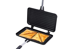 SHICHANGDA Sandwichera - Sandwichera antiadherente de doble cara con mango antiescaldado - Grill Pan Desayuno Sandwichera para tostadas, Panini, Utensilios de cocina para gofres