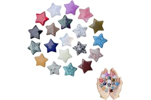 VARKAGE 20 Stück Stern Kristalle Set, Edelsteine für Kinder, Liebesherz Natürliche Bunte Kristalle Steine für Meditation, Chakra, Reiki, Energieausgleich, Balancing, Valentinstag