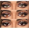 Choice Empire 3 Pair Monthly Color Contact Lenses 0 Power with Lens Case (Pure Hazel,Honey,Brown)