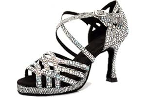 LITNERMIA Sandali da donna Peep Toe borchiati strass vari colori festa di nozze sandali tango latino scarpe da ballo