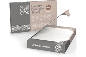 Simple Living Eco, Laundry Detergent Sheets, Simplify Your Washing With Our Compact Laundry Sheets, Eco Washing, Non Bio & Skin-Friendly, (32 Sheet Pack, Coconut)
