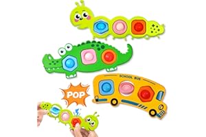 Bambebe Set de 3 Juguetes Sensoriales Fidget Pop It para Bebés – Juguetes de Viaje para Avión & Coche, Juguete Montessori para Niños a Partir de 12 Meses, Regalo para Niños Autistas 1 2 3 Años