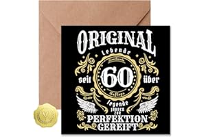 Sugeru Geburtstagskarte 60 Oldschool - 60 geburtstag karte mit Umschlag - Geschenke zum 60 Geburtstag Frau Mann - Lustige Geburtstagskarte（60）