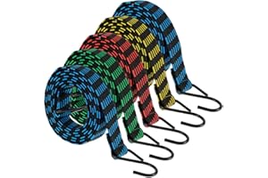 ALONGEN Bungee Cords, 5 Pack 2M Elastic Bungee Cords with Hooks Weatherproof & UV-Resistant Elastic Bungee Straps For Securing Tarps, Luggage, Tents, Bikes, Garden Furniture, Wheelie Bin Lid Covers