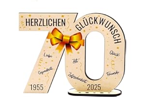 defiPad 2025 Holz-Schild Gästebuch 70 Geburtstag Geschenk fur Frau oder Mann | 70 Jahre Holz Geschenke und Gästebuch fur Geburtstag Jubiläum | Geburtstagsdeko | Geburtstagsgeschenk für Frauen