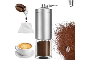 Altamejor Macinacaffè manuale con macinacaffè in ceramica, macinacaffè a mano, macinacaffè preciso e fine, regolabile per campeggio, casa, ufficio, attività all'aperto, viaggio (acciai inossidabili)