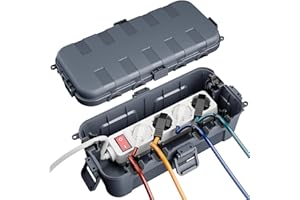 RESTMO Medium wasserdichte Kabelbox für den Außenbereich, IP54 wasserdicht, Wetterfeste Kabelbox, Ideal zum Schutz von Verlängerungskabeln, Steckdosenleisten und Winkelsteckern(29cm×13,2cm×10)-Grau